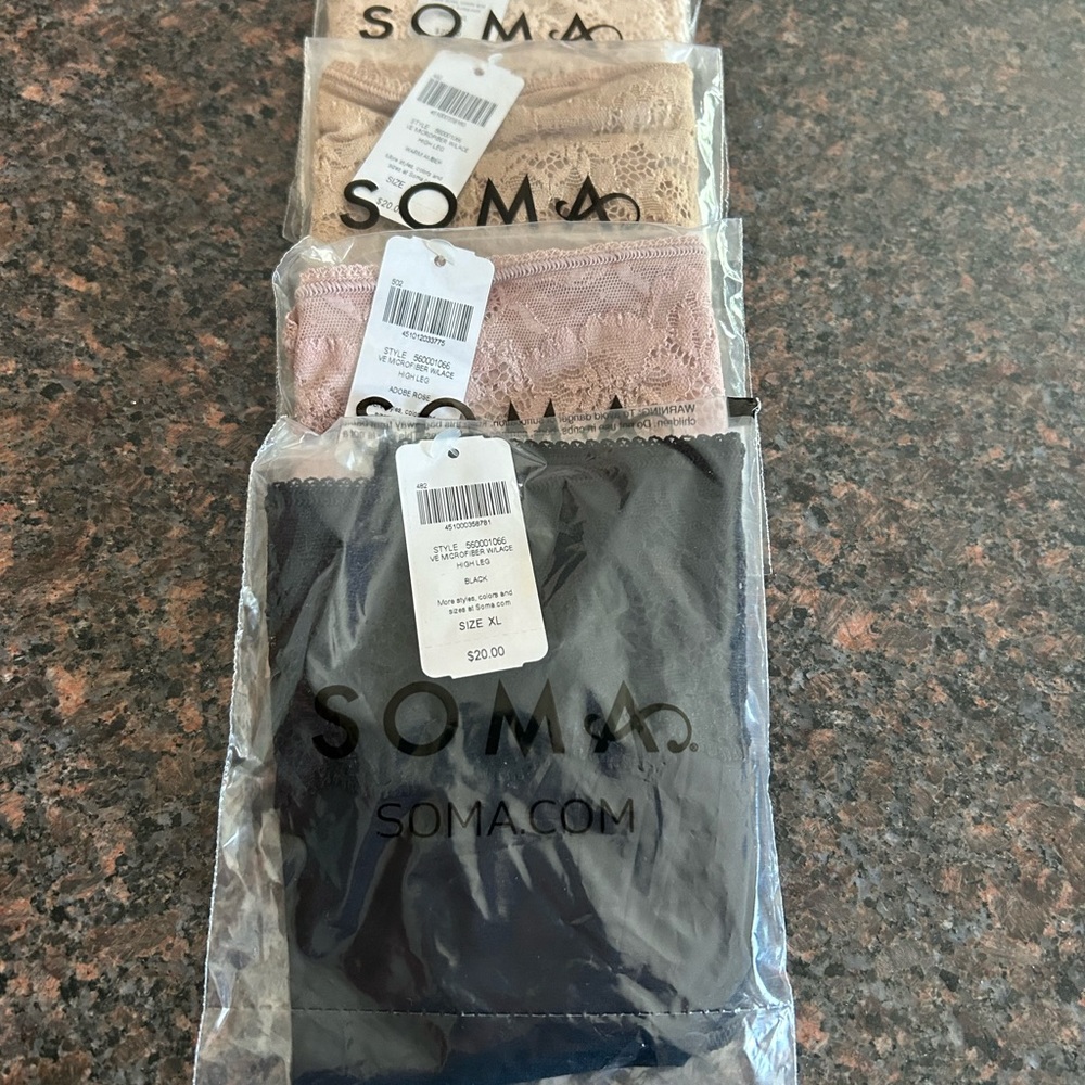 SOMA Vanishing Edge Microfiber Lace Hi-Cut Briefs Size XL NWT